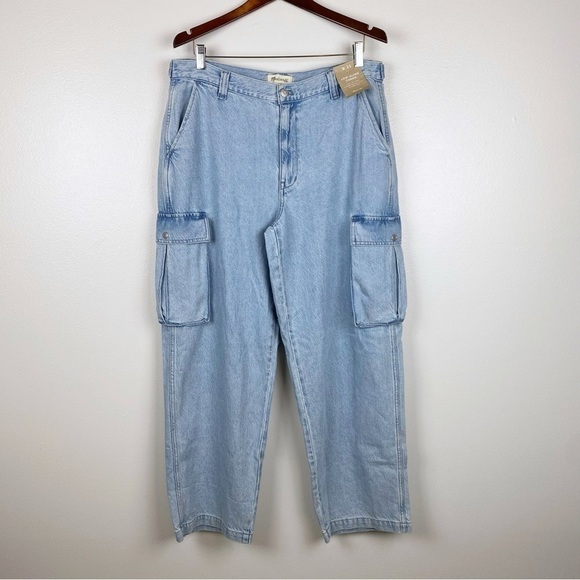 Madewell Low Slung Slouchy Straight Cargo Pocket Jeans Coleman Wash Size 31 NWT - Picture 5 of 12